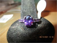 Marked 925 Ring w/Purple Stone-2.6g