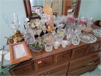 Clear glass pieces - ashtray,  compote, candle