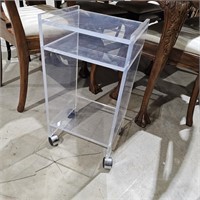 Mid Century Lucite Small Rolling Bar Cart
