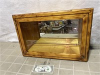 Wood display case shadow box with mirror measures
