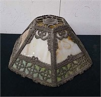 Vintage 18 X 9 inch Slag Glass and Metal lamp