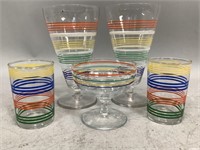 Depression Glass Colorful Striped Glassware