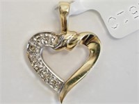 10kt Yellow Gold Diamond Heart-shaped Pendant