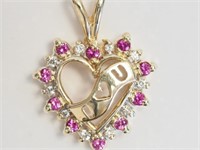 10kt Yellow Gold Cubic Zirconia "I Love U" Pendant