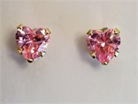 9kt Yellow Gold Pink Cubic Zirconia Earrings