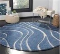 Stacie 5' Round Abstract Blue Area Rug