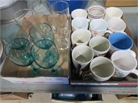 2 boxes - stemware, glasses, mugs