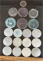 VINTAGE GLASS JAR LIDS-ASSORTED