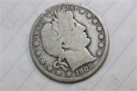 1908-D Barber Silver Half Dollar