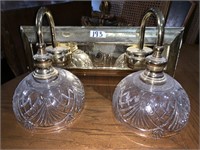 Brass vanity light with two glass globes 14