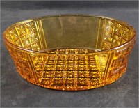 Vintage Amber Glass Oval Serving Bowl
