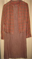 Retro Woven Dress Suit- Brown w/ Orange Pin stripe