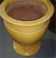 YELLOW URN GLAZED TABLE BASE WITH GLASS