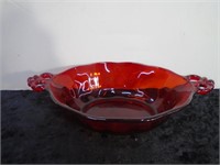 Amberina Glass Nut Dish 9"L