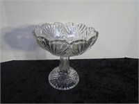 Pressed Glass Pedestal Bowl 8"H