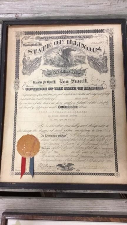 1927 Illinois military commission certificate