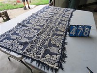 1800'S WOVEN RUG DOUBLE SIDED WHITE / BLUE