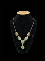 14k Antique Colombian Emerald Lariat Drop Necklace