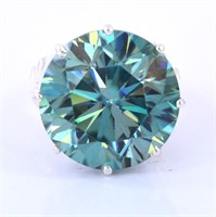 APPR $6500 Moissanite Ring 40.4 Ct 925 Silver