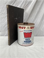 Winchester ball powder tin & small arms book