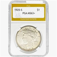 1925-S Silver Peace Dollar PGA MS63+