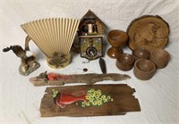 Cuckoo Clock, Lamp, Wood Bowls, Decorations