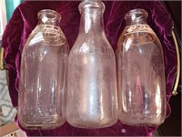 3 Vtg milk bottles 2 jacksonville densmore dairy