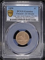 1858 FLYING EAGLE CENT PCGS AU DETAILS