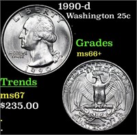 1990-d Washington Quarter 25c Grades GEM++ Unc