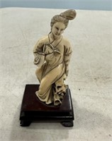 Japanese Carved Alabaster Geisha Figurine