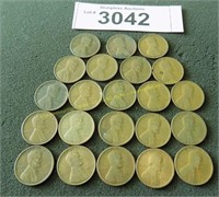 Twenty two pre-1920 wheat pennies