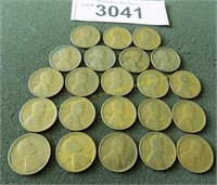 Twenty two pre-1920 wheat pennies