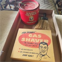 Union Leader Tobacco  Tin, New Brownie Gas Shaver
