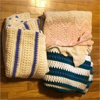 (3) Crocheted Blankets