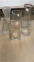 Six Clear Vases