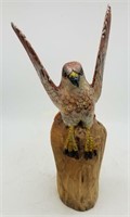 Wood Carved Eagle Figure, 11" Tall