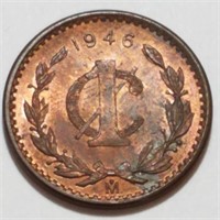 1946 MEXICO UN CENTAVO - BU Bronze Stunner!