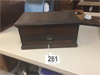 Antique Walnut Box with 3 Drawers and Lid that