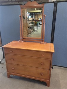 3 Drawer Cherry Chest with Mirror