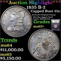 *Highlight* 1835 B-2 Capped Bust 25c Graded Select