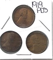1919 PDS Lincoln Wheat Cents