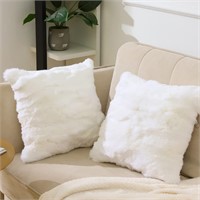 Natural Fur Throw Pillow Zipper Cream White