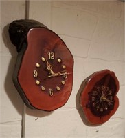 Glazed wood battery operated wall clocks (2)