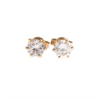 A Pair of Lady's Diamond Solitaire Earrings