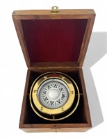 Nautical Compass in Brass Inlay Box