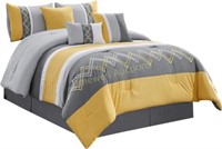 Arden 7Pc Bedding Set  Yellow/Gray/White - Full