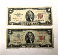 1953 Silver Certificate $2 Bills Lot of 2