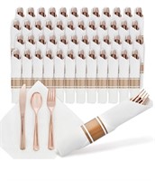 Rose Gold Disposable Silverware Sets for Parties