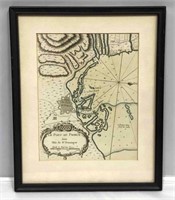 Framed Vintage Map Of Le Port Au Prince In The Isl
