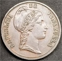 1852 Venezuela Large Copper Centavo, High Grade